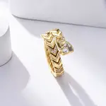 Brass Micro Pave Clear Cubic Zirconia Open Cuff Rings for Women