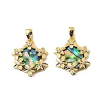 Brass & Paua Shell & Clear Cubic Zirconia Pendants
