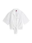 Tommy Jeans Blúzka 'Crinkle Front Short Sleeve'  biela