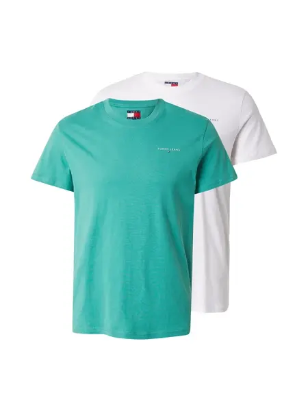 Tommy Jeans Tričko  smaragdová / biela