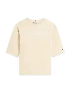 TOMMY HILFIGER Tričko  žltohnedá / námornícka modrá / červená / biela