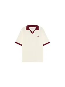 Bershka Tričko  tmavočervená / šedobiela