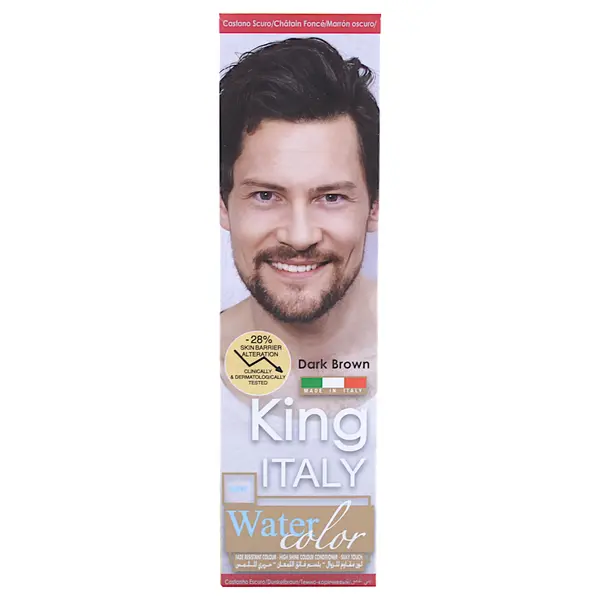 Permanentní barva pro muže na vlasy a vousy Kléral King Italy Water Color - tmavě hnědá (KIG01) + dárek zdarma