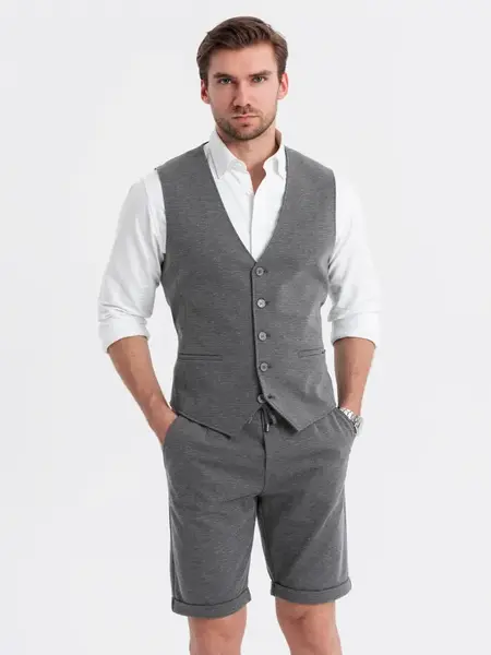 Ombre Elegant men's set suit vest + shorts