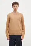 Vlněný svetr A.P.C. Pull Edward pánský, hnědá barva, WVBDJ.H23059