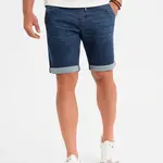 Ombre Men's denim shorts with rolled up leg - dark blue