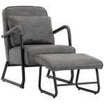 Livetastic RELAXAČNÍ KŘESLO S TABURETEM, textil, šedá