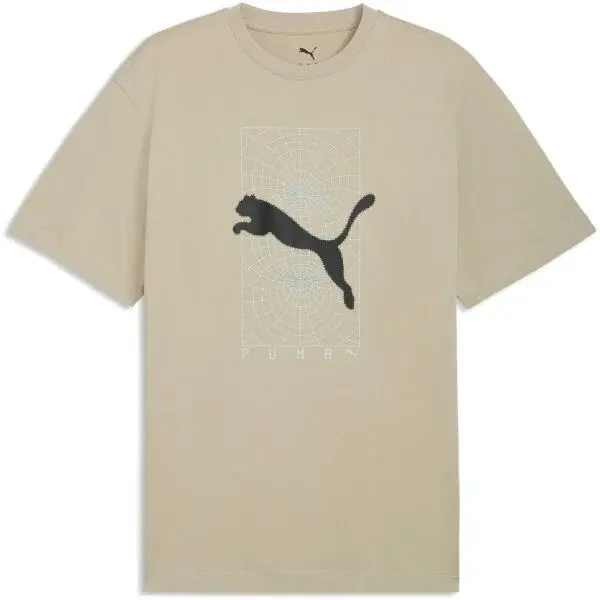 Puma TECH RELAXED GRAPHIC TEE Pánské tričko, béžová, velikost