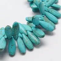 Synthetical Dyed Turquoise Teardrop Bead Strand