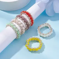 Faceted Rondelle Glass Beaded Stretch Rings for Women