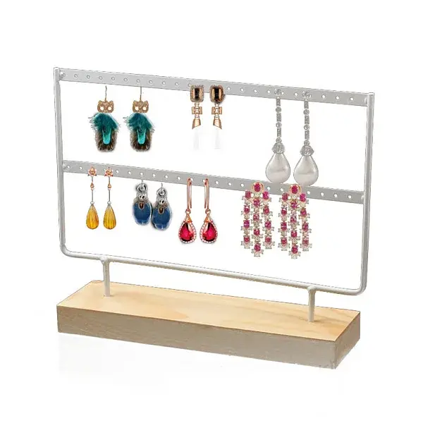 Double Levels Rectangle Iron Earring Display Stand