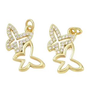 Brass Micro Pave Clear Cubic Zirconia Charms