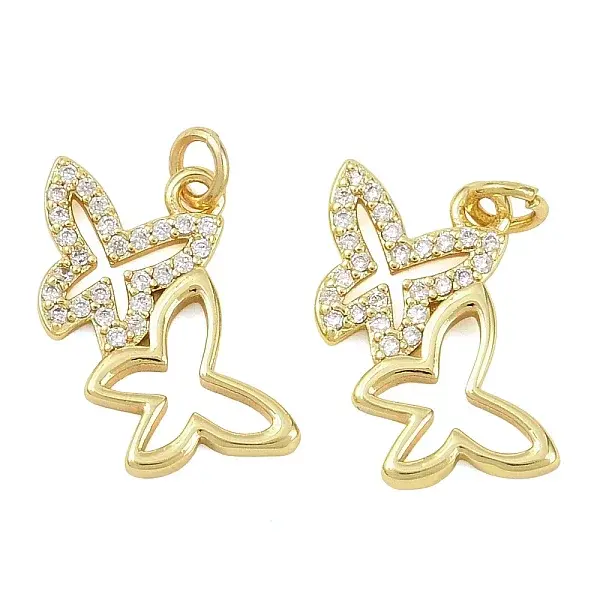Brass Micro Pave Clear Cubic Zirconia Charms