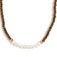 Fashion European Style Pearl Pendant Necklace for Women Handcrafted Stainless Steel Freshwater Pearl Deep Cut Crystal