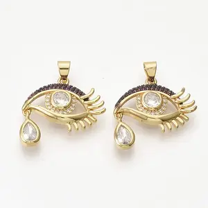 Brass Micro Pave Cubic Zirconia Pendants