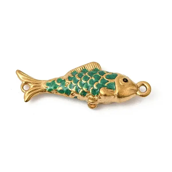 304 Stainless Steel Enamel Fish Connector Charms