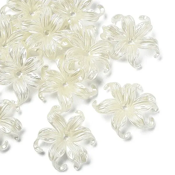 10Pcs UV Plating Iridescent Plastic Beads Caps