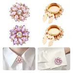 4Pcs 2 Colors Alloy Rhinestone Cufflinks