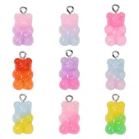 30Pcs Gradient Color Opaque Resin Pendants