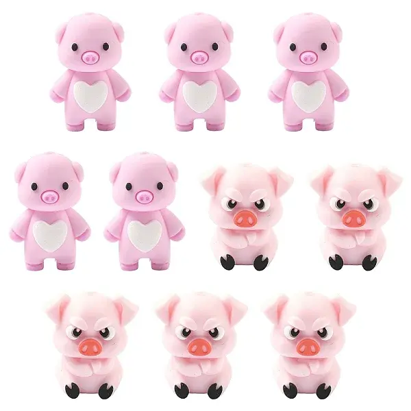 10Pcs 2 Styles Silicone Beads