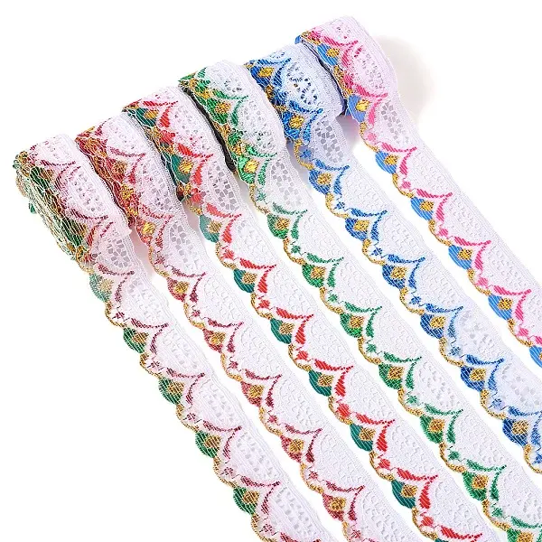 30 Yards 6 Colors Ethnic Style Polyester Flower Lace Trim