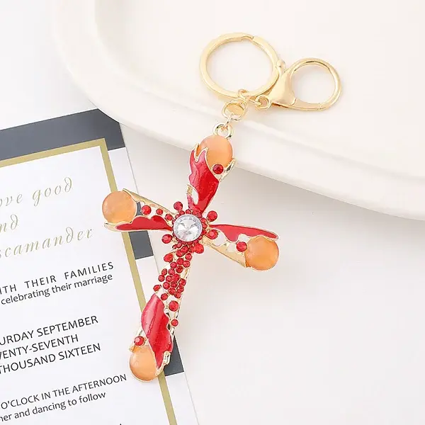 Cat Eye and Enamel Keychain