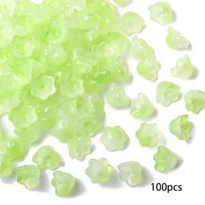 100Pcs Transparent Two Tone Spray Painted Glass Bead Caps
