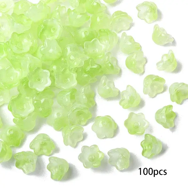 100Pcs Transparent Two Tone Spray Painted Glass Bead Caps