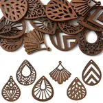 12Pcs 6 Styles Walnut Wood Laser Cut Pendants