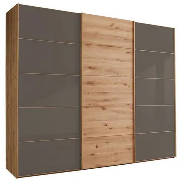 Linea Natura SKŘÍŇ S POSUVNÝMI DVEŘMI, dub, tmavě hnědá, dub bianco, 300/217/67 cm