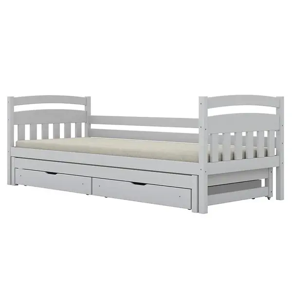 Posteľ Tosia s prístelkou + zásuvky 80x180 biela