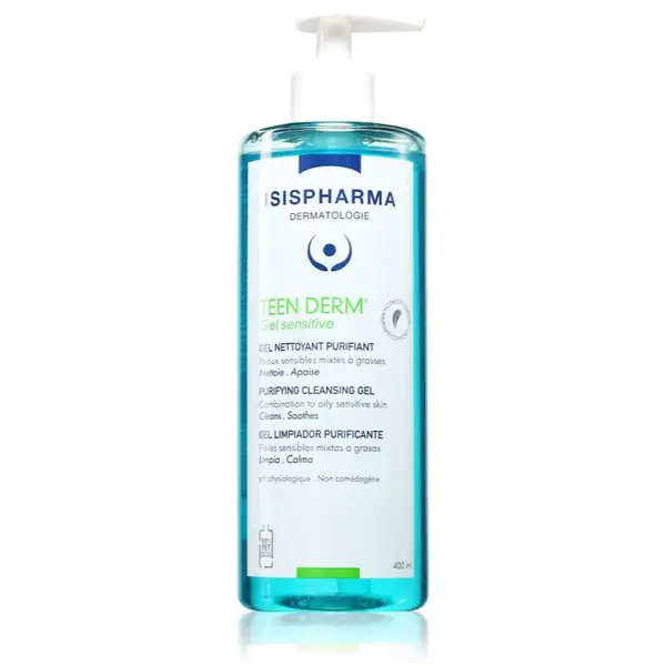 ISISPHARMA Teen Derm Gel Sensitive čistiaci gél pre citlivú pleť so sklonom k akné 400 ml