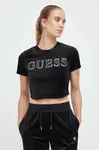 Velurové tričko Guess COUTURE
