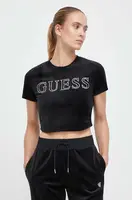 Velurové tričko Guess COUTURE