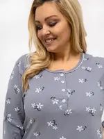 Tmavosivá nočná košeľa v kvetoch