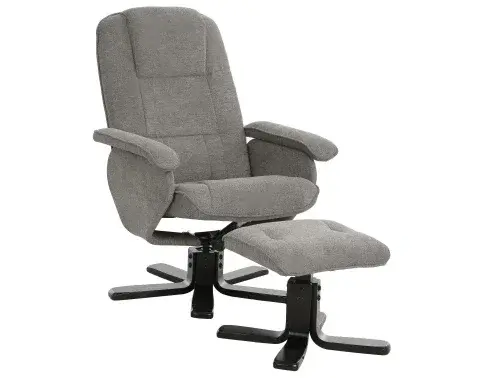 Polohovacie kreslo s taburetom Helga,  šedá látka%