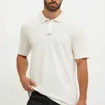 Bavlněné polo tričko HUGO béžová barva, 50493206