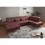 Sit & More SEDACÍ SOUPRAVA, textil, kůže, červenohnědá