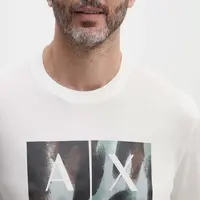 Bavlněné tričko Armani Exchange bílá barva, s potiskem, 6DZTHF ZJH4Z