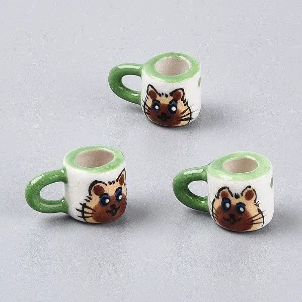 Handmade Porcelain Cat Cup Decoration