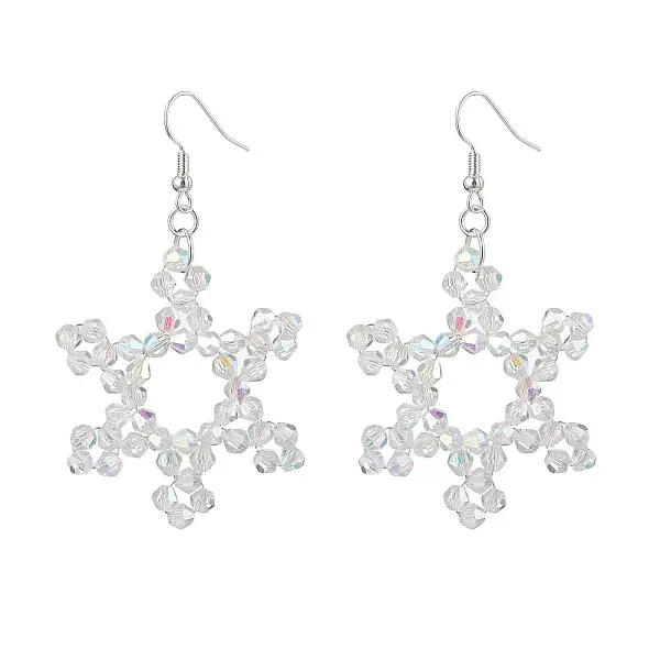 Snowflake Glass Dangle Earrings