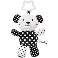 AKUKU MEDVÍDEK Plyšová hračka s chrastítkem, bílá, velikost