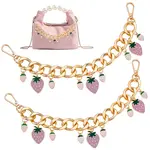 2Pcs Alloy Enamel Strawberry Charm Aluminum Bag Decorative Chains