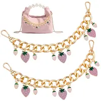 2Pcs Alloy Enamel Strawberry Charm Aluminum Bag Decorative Chains