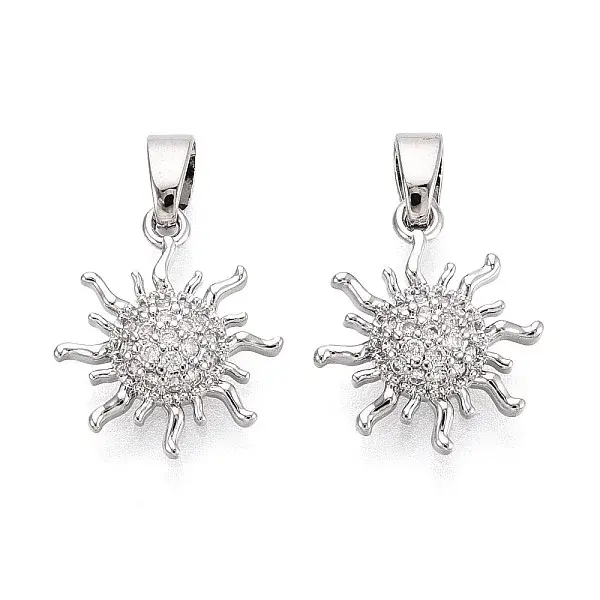 Brass Micro Pave Clear Cubic Zirconia Pendants