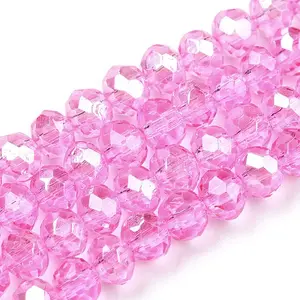 Electroplate Transparent Glass Beads Strands