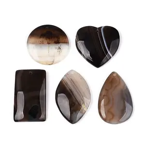 Natural Coffee Banded Agate Pendants