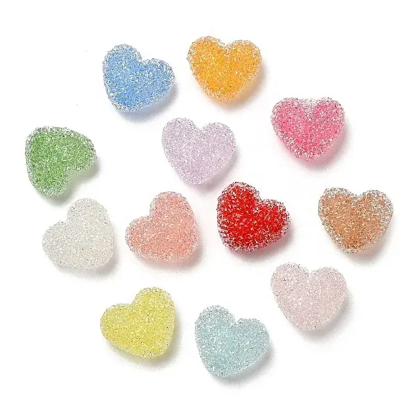 Drusy Heart Resin Rhinestone Beads