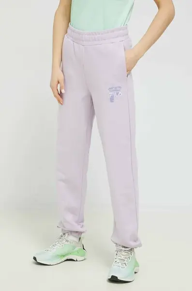 Bavlněné tepláky Fila fialová barva