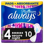 ALWAYS Platinum Ultra Night Hygienické vložky s krídelkami 10 ks